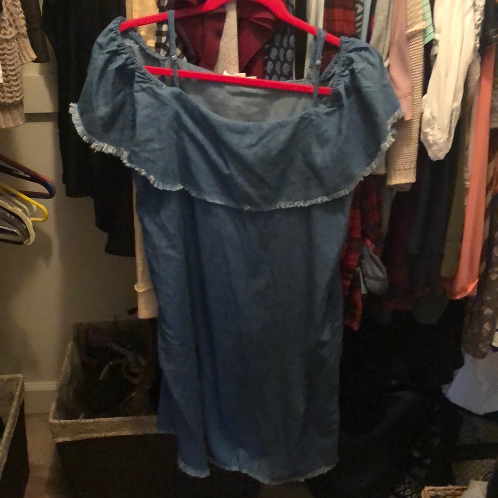 Off the shoulder jean dress